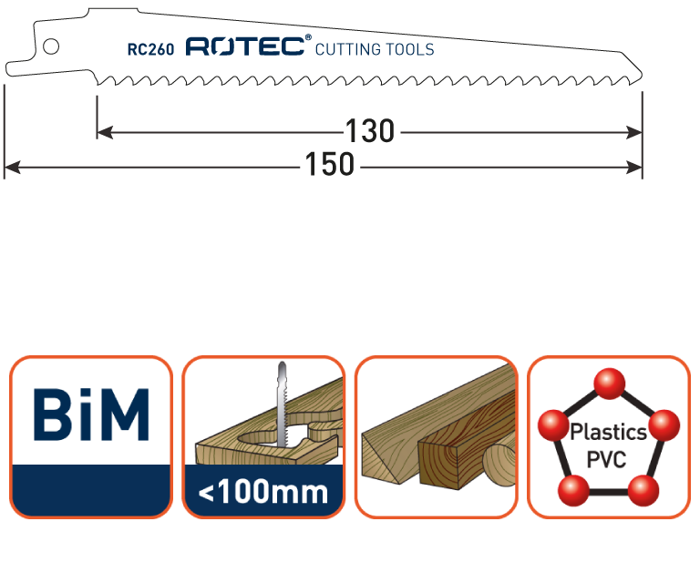 Reciprozaag RC260 Hout met metaalresten 150mm 5st Reciprozaag RC260 Hout met metaalresten 150mm 5st