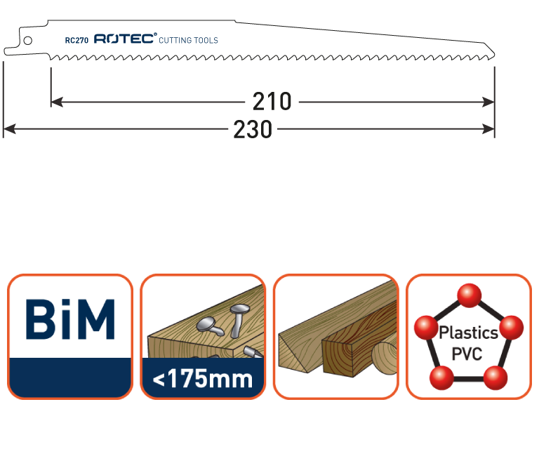 Reciprozaag RC270 Hout met metaalresten 230mm 5st Reciprozaag RC270 Hout met metaalresten 230mm 5st