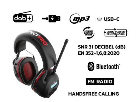 Perfectpro H40 DAB+ FM Bluetooth Gehoorbescherming Koptelefoon Perfectpro H40 DAB+ FM Bluetooth Gehoorbescherming Koptelefoon